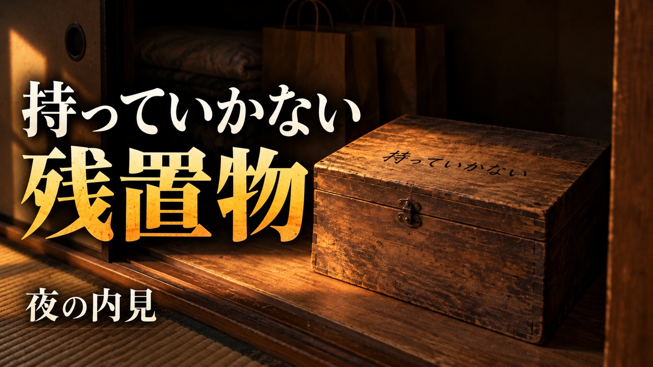 持っていかないと書かれた木箱。残置物のサムネイル
